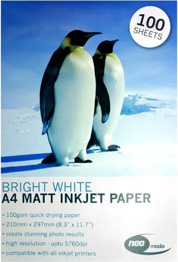 100 pack of A4 100gsm Matt Photo paper