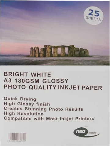 25 pack of A3 180gsm Gloss Photo paper