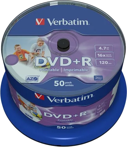 Verbatim DVD+R 4.7GB 16x Full Face Printable 50pcs
