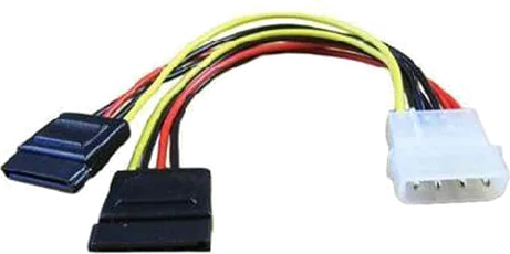 15cm Scan 88RB-415 4-pin Molex to 2x SATA Power Connectors (Males to Female), 18 AWG, for HDD/SSD