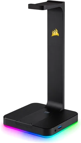 CORSAIR Gaming ST100 RGB Premium Headset Stand w/ 7.1 Surround Sound, 9 Zone RGB, Aluminium, 2x USB 3.1, 3.5mm Jack