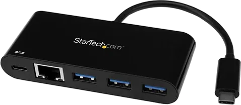 StarTech.com USB-C to Ethernet Adapter with 3-Port USB