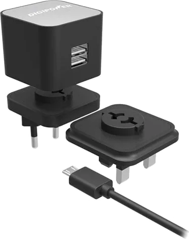 DigiPower Dual Port USB Fast Charger with micro-USB Cable