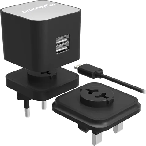 DigiPower Dual Port USB Fast Charger with MFi Lightning Cable