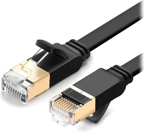 Xclio Flat CAT7 Ethernet Cable Shielded Tangle Free 10Gbps RJ45 Cable - BLACK
