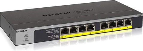 8 Port Netgear GS108LP Gigabit Unmanaged PoE/PoE+ Switch, Fanless Design, 60W PoE PD