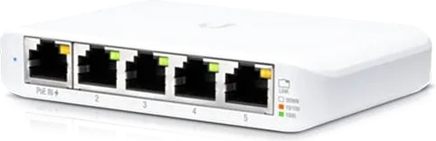 5-Port Ubiquiti UniFi Flex Mini Gigabit Managed PoE Switch, USB Type-C, White