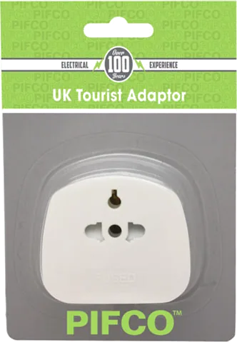 Pifco Pure White International to UK 3 Pin Plug Adapter