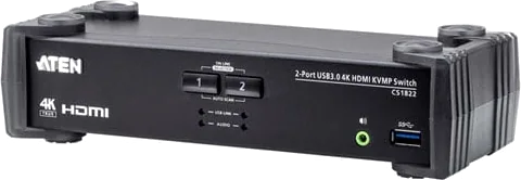 ATEN 2-Port USB 3.0 4K HDMI KVMP Switch with Audio Mixer Mode