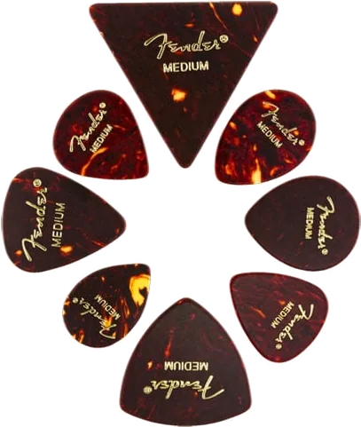 Fender - Celluloid Shape Medley Guitar Plectrums, All Shapes, 8-Pack