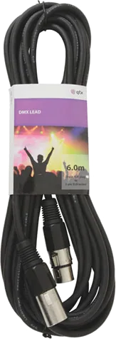 QTX - DMX Llighting lead, 3-pin XLR plug to 3-pin XLR socket - 6.0m