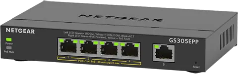 NETGEAR 5-Port Gigabit Ethernet Plus Desktop Switch with 4-Port PoE+