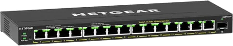 15-Port NETGEAR GS316EPP-100UKS Gigabit Ethernet Plus Desktop Switch, 10/100/1000Mbps, 15-Port 231W (Total) PoE+, 1 SFP