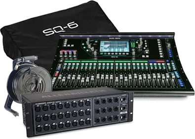 Allen & Heath SQ-6, AH AR2412/X 24 chanel stage box, 30M Cable Drum & Dust Cover