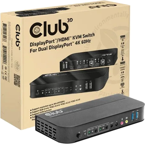 Club 3D DisplayPort/HDMI KVM Switch For Dual DisplayPort