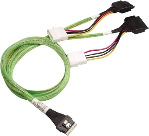 Broadcom x8 SFF-8654 to 2x U.2 SFF-8639 SAS Cable 1m