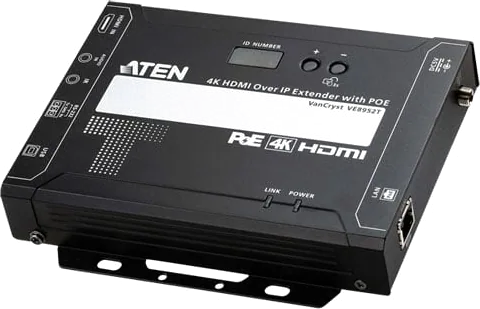 Aten VE8952T HDMI (Female) over IP Transmitter with RJ-45 PoE, 4K@60Hz, RS-232/USB Type-B/Stereo Jack