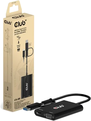 Club 3D USB Gen1 Type-C/-A to Dual HDMI Adapter
