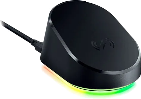 Razer Mouse Dock Pro with Wireless Charging Puck, Magnetic Charging, HyperPolling Receiver, Chroma RGB