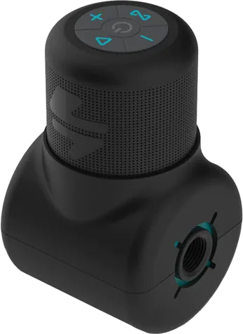 Ampere Shower Power Speaker, Black, Bluetooth 5.1, 2200 mAh Battery, IPX6 Waterproof, 360° Sound, Fits Any Showerhead