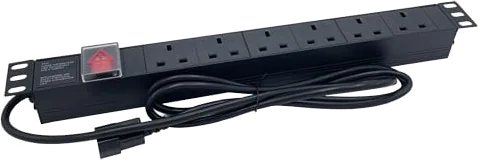 Powercool 1.8m 6-Way Horizontal 1U Rackmount PDU