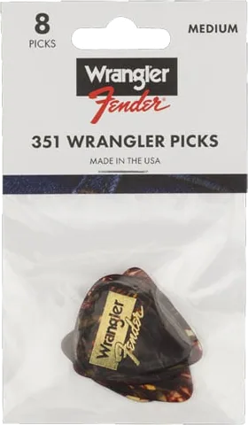 Fender and Wrangler Picks, 351 Shape, Tortoiseshell, (8)