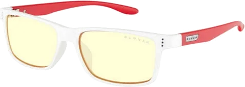 GUNNAR Optiks Cruz Collection for St. Jude Blue Light Filter Glasses, Red/White, Amber Tint