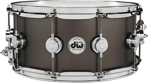 DW 14" x 6.5" Satin Black Nickel Over Brass Collector's Series Snare Drum with Chrome Hardware