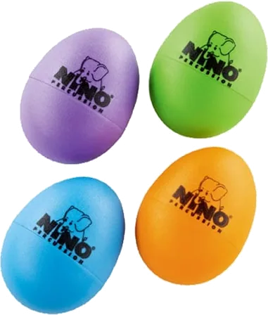 NINO - Percussion Egg Shakers, 4 Pieces, Assorted Colours