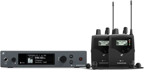 Sennheiser EW IEM G4-TWIN-E Double Wireless Stereo Monitoring Set, Rugged All-In-One Wireless System For Live Sound