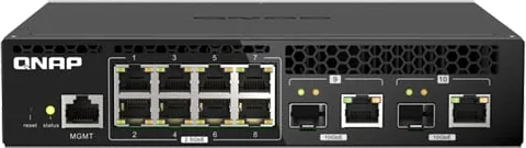 QNAP 10-Port Layer 2 Web Managed Half-Width Rackmount Switch for SMB Network Deployment