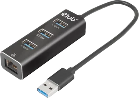 Club3D 3-Port Hub with Gigabit Ethernet, USB 3.2 Gen1 Type A