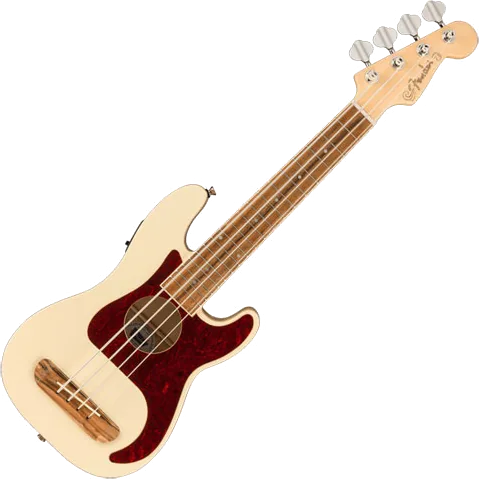 Fender Fullerton Precision Bass Uke, Walnut Fingerboard, Tortoiseshell Pickguard, Olympic White