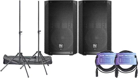 Electrovoice - ELX200-12P 12" 2-Way Powered Speaker Black+ Stands + Leads