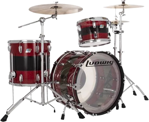 Ludwig 50th Anniversary Vistalite FAB 22" 3pc Shell Pack - Red Sparkle/Smoke