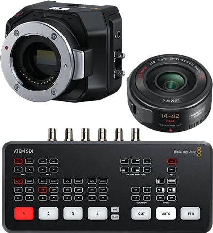 Blackmagic Design Micro Studio Camera 4K G2 Bundle with LUMIX G 14-42mm Lens and ATEM SDI
