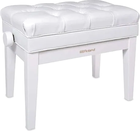 Roland - RPB-500PW Piano Bench, Polished White, Vinyl Seat, Music Compartment