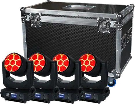 Equinox Fusion 300FX Zoom Wash (x4) & Equinox Flight Case