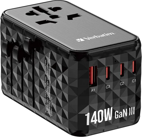 Verbatim GAN III UTA-10 140W Universal Travel Adapter 3C1A 150+ Countries