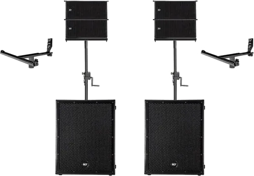 RCF - HDL 6-A, 1400W Dual 6" Active Line Array Module (Black) X4 + RCF 8004 SUB x2