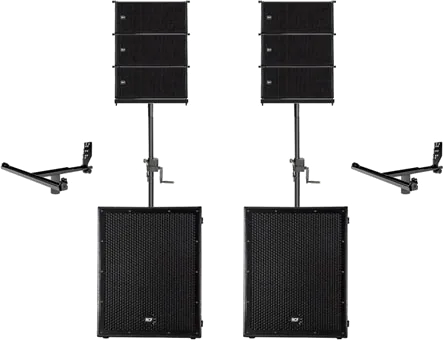 RCF - HDL 6-A, 1400W Dual 6" Active Line Array Module (Black) x6 + RCF 8004 Subs x2