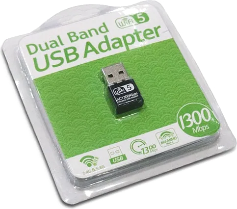 Xclio 1300Mbps Dual Band 2.4G/5G Wi-Fi USB Adapter