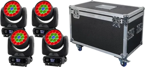 Equinox Fusion 260ZR MKII Moving Head Wash Lights x 4 with Flight Case