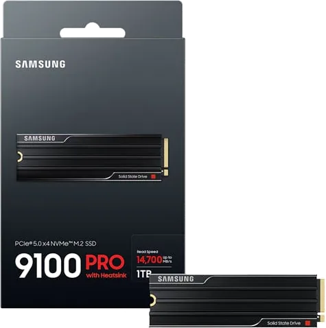 Samsung 9100 PRO 1TB PCIe 5.0 M.2 SSD / Solid State Drive with Heatsink PC/PS5
