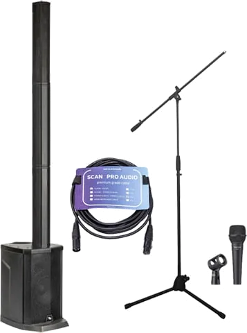 Proel Session1 Free Compact Column PA System Bundle (Battery Included) + Mic, Stand and Cable