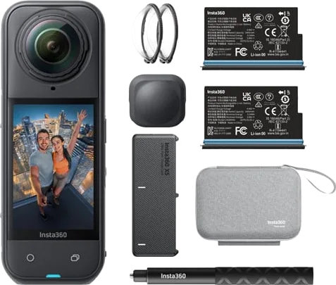 Insta360 X5 Essentials Bundle, 8K 360 Action Camera, 72MP 360 Photos, FlowState Stabilisation, Active HDR, WiFi/USB-C