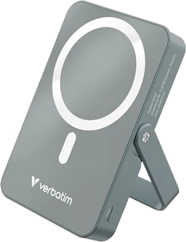 Verbatim Charge 'n' Go Wireless / USB-C MagSafe 10000mAh Power Bank with Stand, Grey