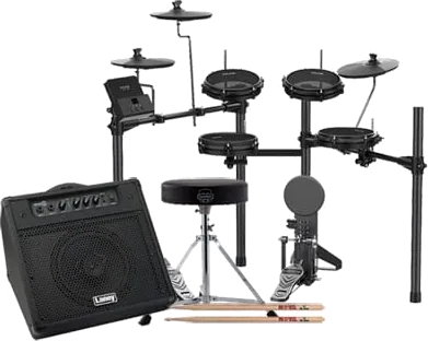 NUX - DM-110, All Mesh Head Portable Digital Drum Kit, Drum Amplifier, Sticks and Drum Throne