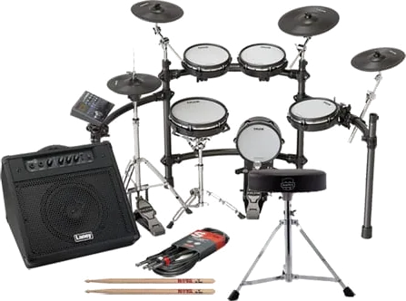 NUX - DM-8, All Mesh Head Portable Digital Drum Kit, Drum Amplifier, Sticks and Drum Throne