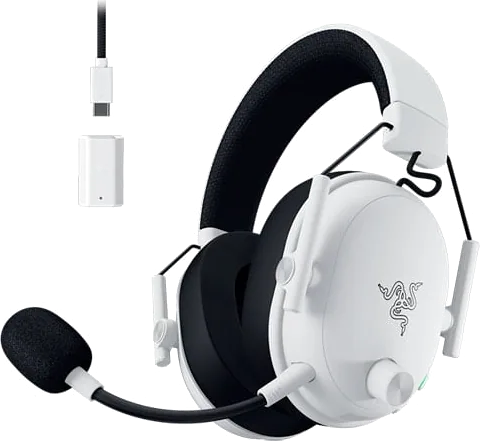 Razer BlackShark V3 Headset, White, 50mm TriForce Drivers, HyperClear Mic, Memory Foam Pads, 2.4GHz / BT / USB